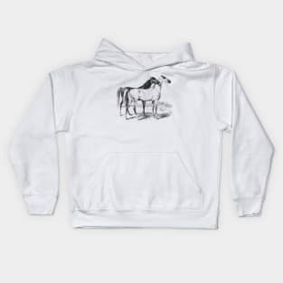 Horses Black & White Illustration Kids Hoodie